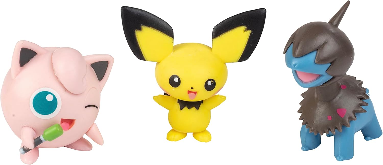 Pokémon Battle Figure Toy Set - 6 Piece Playset - Includes 2" Pichu, Yamper, Turtwig, Piplup, Chimchar & Deino - Generation 4 Diamond & Pearl Starters - Gift for Kids, Boys & Girls