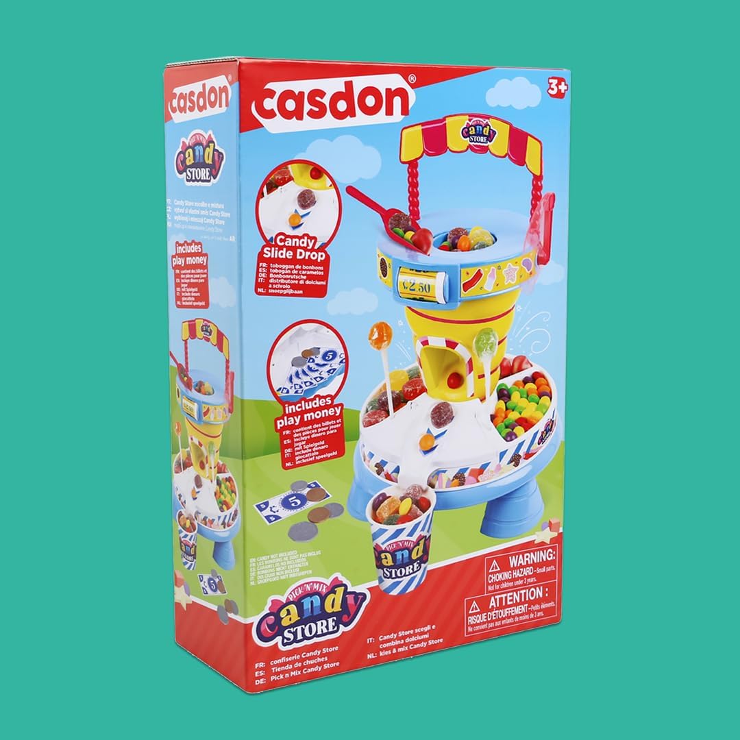 Tienda de golosinas a granel Casdon (sin golosinas), Tienda de golosinas de juguete para niños a partir de 3 años, Incluye rueda de precios giratoria, Perfecta para un juego imaginativo
