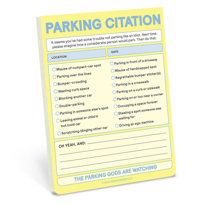 Knock Knock Parking Citation Nifty Note (Pastel Yellow)