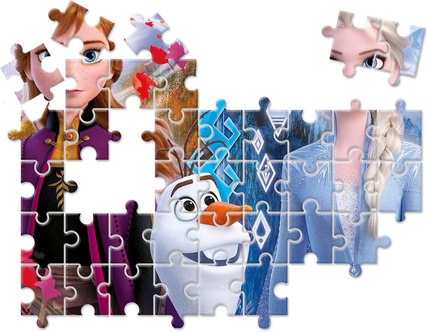Clementoni 20251 Supercolor Frozen 2 – Puzzle 30 Teile ab 3 Jahren, buntes Kinderpuzzle mit besonderer Leuchtkraft & Farbintensität, Geschicklichkeitsspiel für Kinder Einheitsgröße