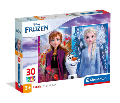 Clementoni 20251 Supercolor Frozen 2 – Puzzle 30 Teile ab 3 Jahren, buntes Kinderpuzzle mit besonderer Leuchtkraft & Farbintensität, Geschicklichkeitsspiel für Kinder Einheitsgröße