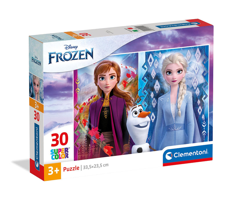 Clementoni 20251 Supercolor Frozen 2 – Puzzle 30 Teile ab 3 Jahren, buntes Kinderpuzzle mit besonderer Leuchtkraft & Farbintensität, Geschicklichkeitsspiel für Kinder Einheitsgröße