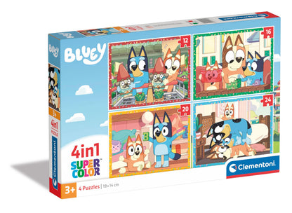 Clementoni Bluey Puzzel 4 in 1 - Supercolor, Puzzel Voor Kinderen, Gemaakt In Italië Multicolor - 21530