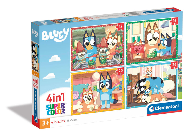 Clementoni Bluey Puzzel 4 in 1 - Supercolor, Puzzel Voor Kinderen, Gemaakt In Italië Multicolor - 21530