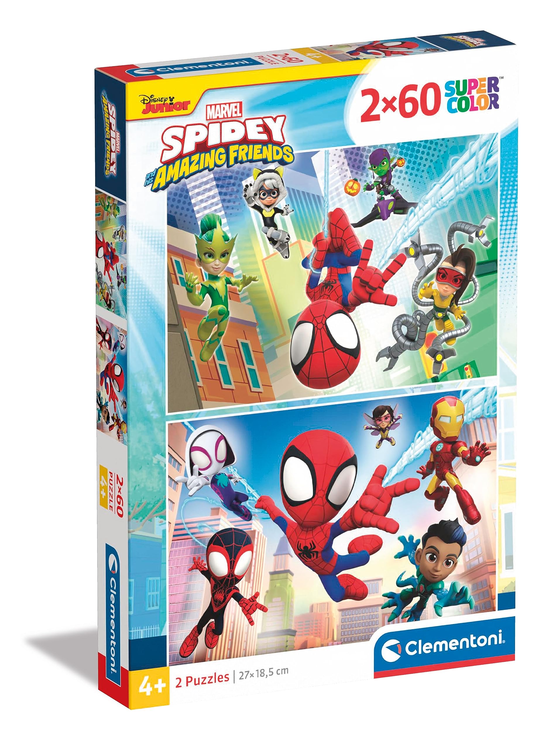 Clementoni - Clementoni Legpuzzel Super Color Spidey and His Amazing Friends 2x60st.