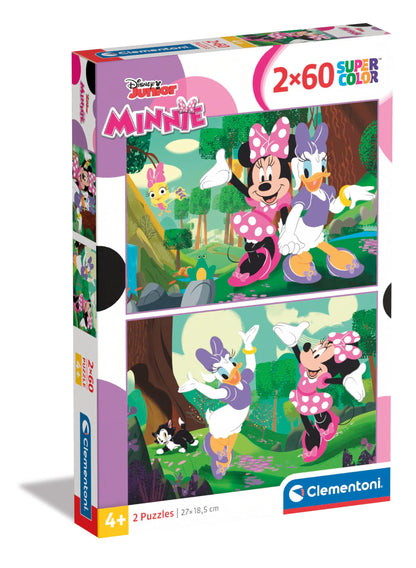Clementoni 24815 Disney Minnie Mouse Jigsaw 2 60 Pieces-Supercolor Children 4-6 Years, Cartoon, Gift for Girls, Puzzle for Kids, Made in Italy, Multicolor