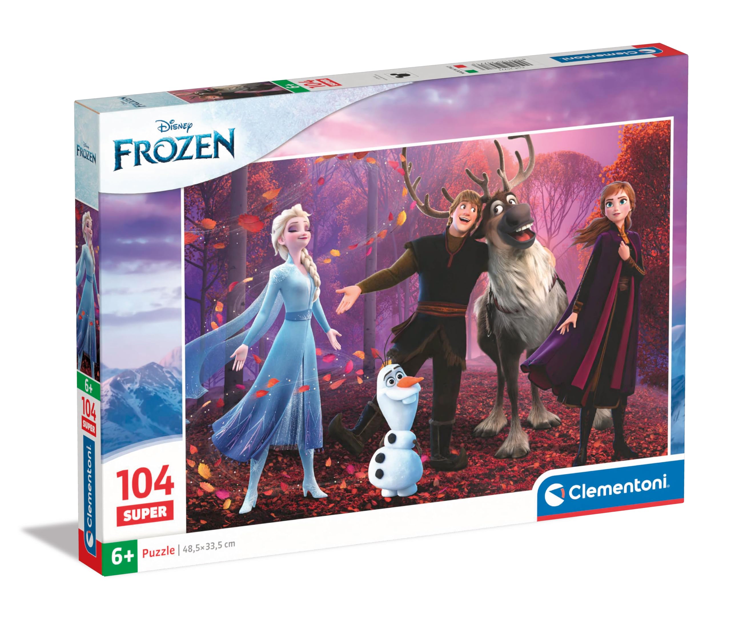 Clementoni 25771 Disney Frozen Jigsaw 104 Pieces-Supercolor Children 6-8 Years, Cartoon, Gift for Boy/Girls, Puzzle for Kids, Made in Italy, Multicolor