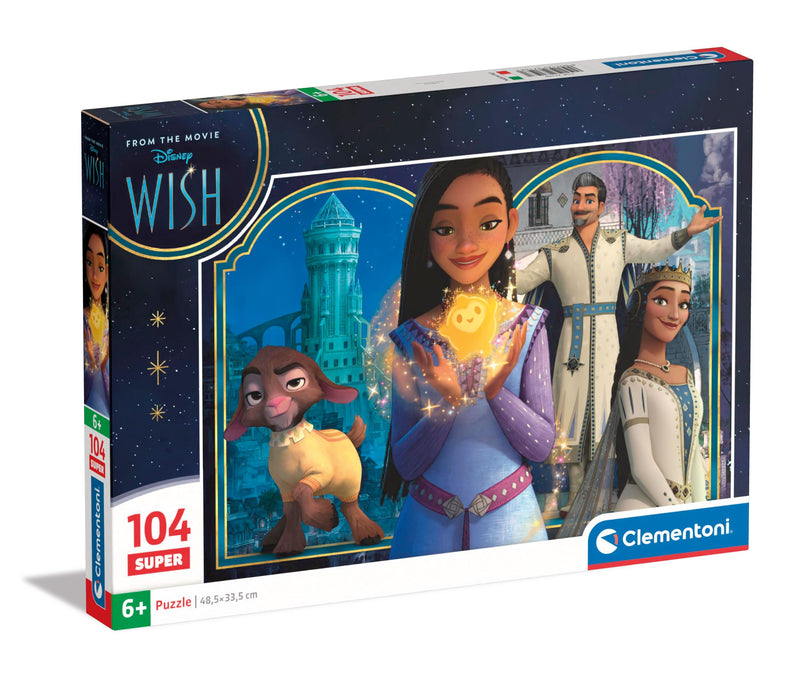 Clementoni 27148 Disney Wish Jigsaw 104 Pieces-Supercolor Children 6-8 Years, Cartoon, Gift for Boy/Girls, Puzzle for Kids, Made in Italy, Multicolor
