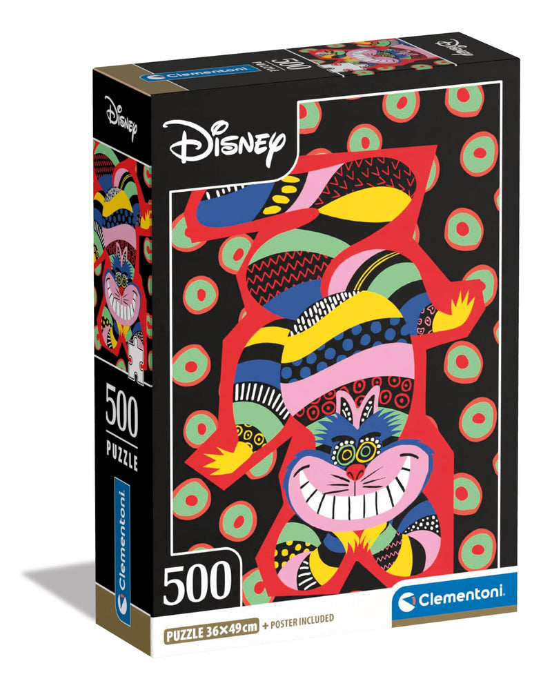 Clementoni 35533 Disney Alice In Wonderland Jigsaw Cheshire Cat 500 Pieces-Poster Included, Puzzle for Adults 14-99 Years, Gift for Men/Women, Made in Italy, Multicolor