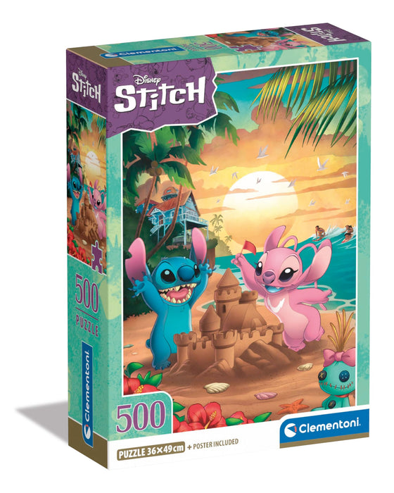 Clementoni Stitch 500 Piezas, Puzzle Adulto, Disney, Caja Compacta, Fabricado en Italia, Multicolor (35547