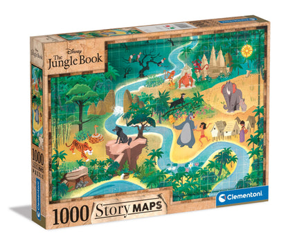 Clementoni 39816 The Jungle Book Jigsaw Disney Story Maps 1000 Pieces-Puzzle For Adults 14-99 Years, Gift For Men/Women, Made In Italy, Multicolor