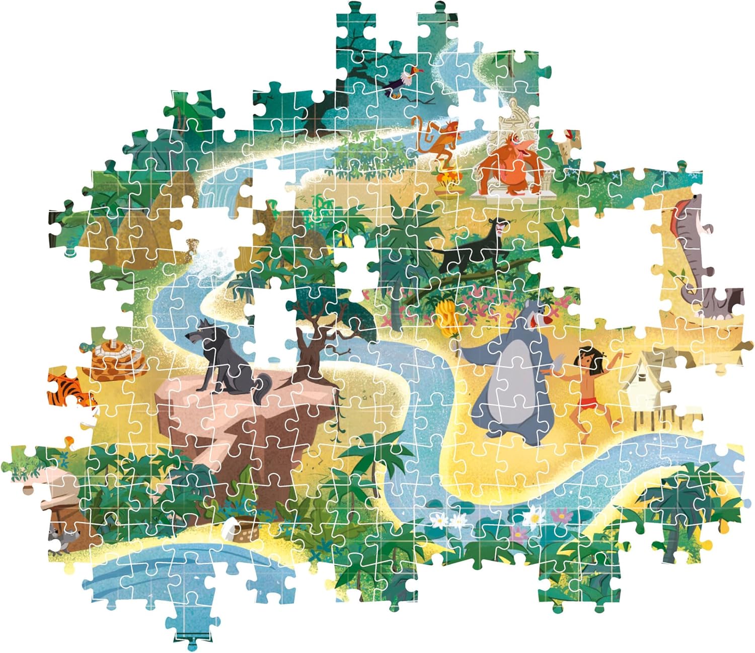 Clementoni 39816 The Jungle Book Jigsaw Disney Story Maps 1000 Pieces-Puzzle For Adults 14-99 Years, Gift For Men/Women, Made In Italy, Multicolor