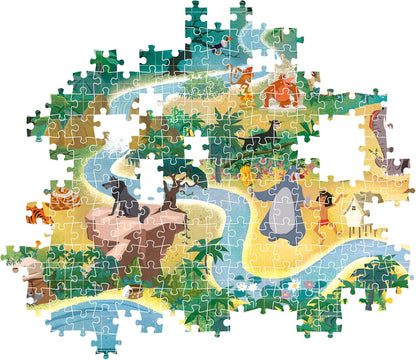 Clementoni 39816 The Jungle Book Jigsaw Disney Story Maps 1000 Pieces-Puzzle For Adults 14-99 Years, Gift For Men/Women, Made In Italy, Multicolor
