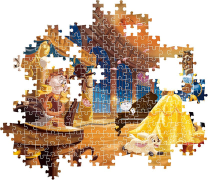 Clementoni 39854 Disney Princess Jigsaw Belle and The Beast 1000 Pieces-Poster Included, Puzzle for Adults 14-99 Years, Gift for Men/Women, Made in Italy, Multicolor