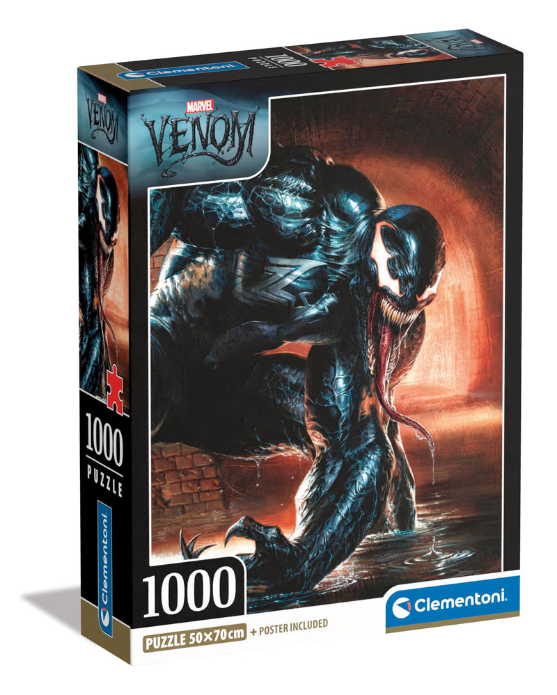 Clementoni 39879 marvel Jigsaw Collection Venom 1000 Pieces-Compact Box, Poster Included, Puzzle for Adults 14-99 Years, Gift for Men/Women, Made in Italy, multicolor
