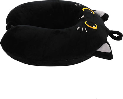I-TOTAL® - Animal Shaped Travel Pillow/Soft Neck Travel Pillow for Neck Support/Funny Travel Pillows (Black Cat