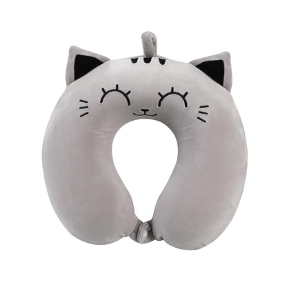 I-TOTAL® - Travel Pillow Shape/Neck Travel Pillow Soft Neck Support Pillow/Pillows Funny Travel Pillow (GREY CAT