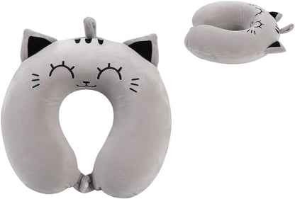 I-TOTAL® - Travel Pillow Shape/Neck Travel Pillow Soft Neck Support Pillow/Pillows Funny Travel Pillow (GREY CAT