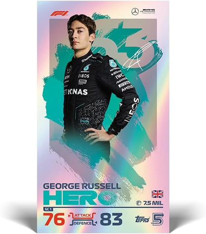 Topps Turbo Attax Formula 1 2024 Starter Pack Contient 20 Cartes Dont Une Carte Verstappen Orange Dutch Lion Le et Une Carte Piastri Emerald Le.