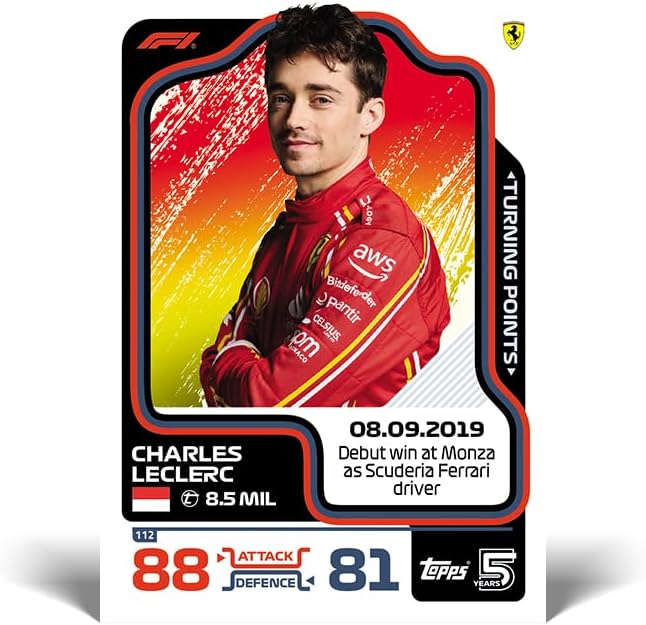 Topps Turbo Attax Formula 1 2024 Starter Pack Contient 20 Cartes Dont Une Carte Verstappen Orange Dutch Lion Le et Une Carte Piastri Emerald Le.