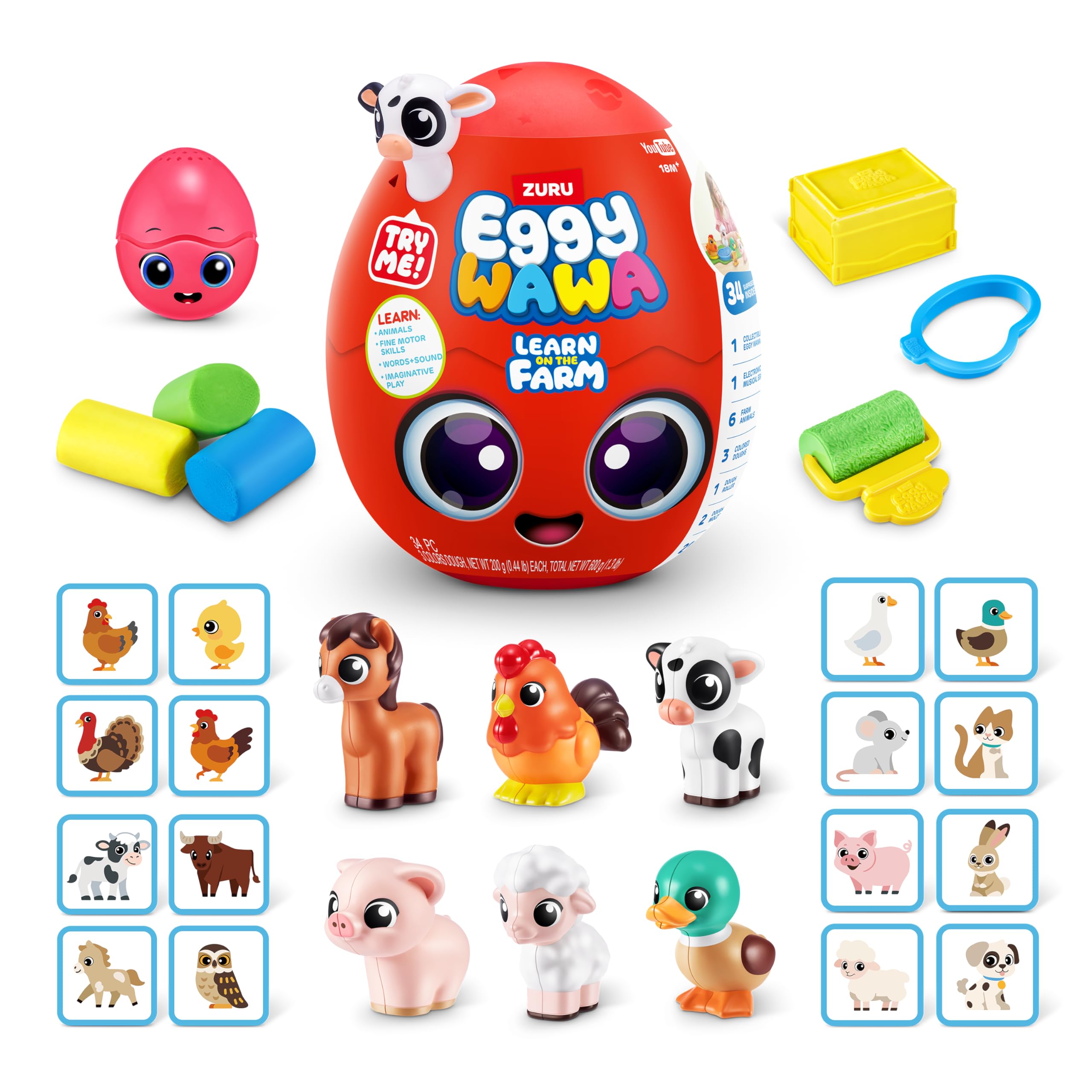 Eggy Wawa 15102 Farm Animals Learn Surprise Egg, Medium (28 cm