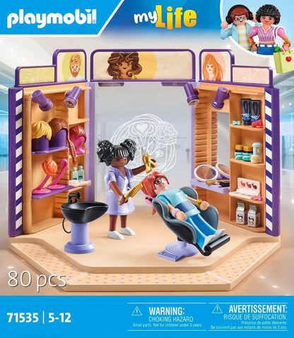 Playmobil 71535 myLife: Hair Salon, trendy hairstyles and wigs for customers, with extensive accessories for experimentation, creative play sets suitable for children ages 5+