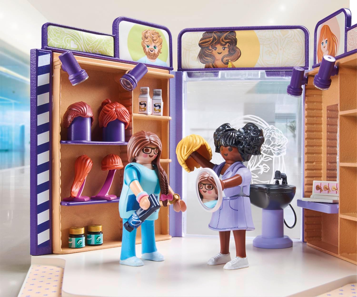 Playmobil 71535 myLife: Hair Salon, trendy hairstyles and wigs for customers, with extensive accessories for experimentation, creative play sets suitable for children ages 5+