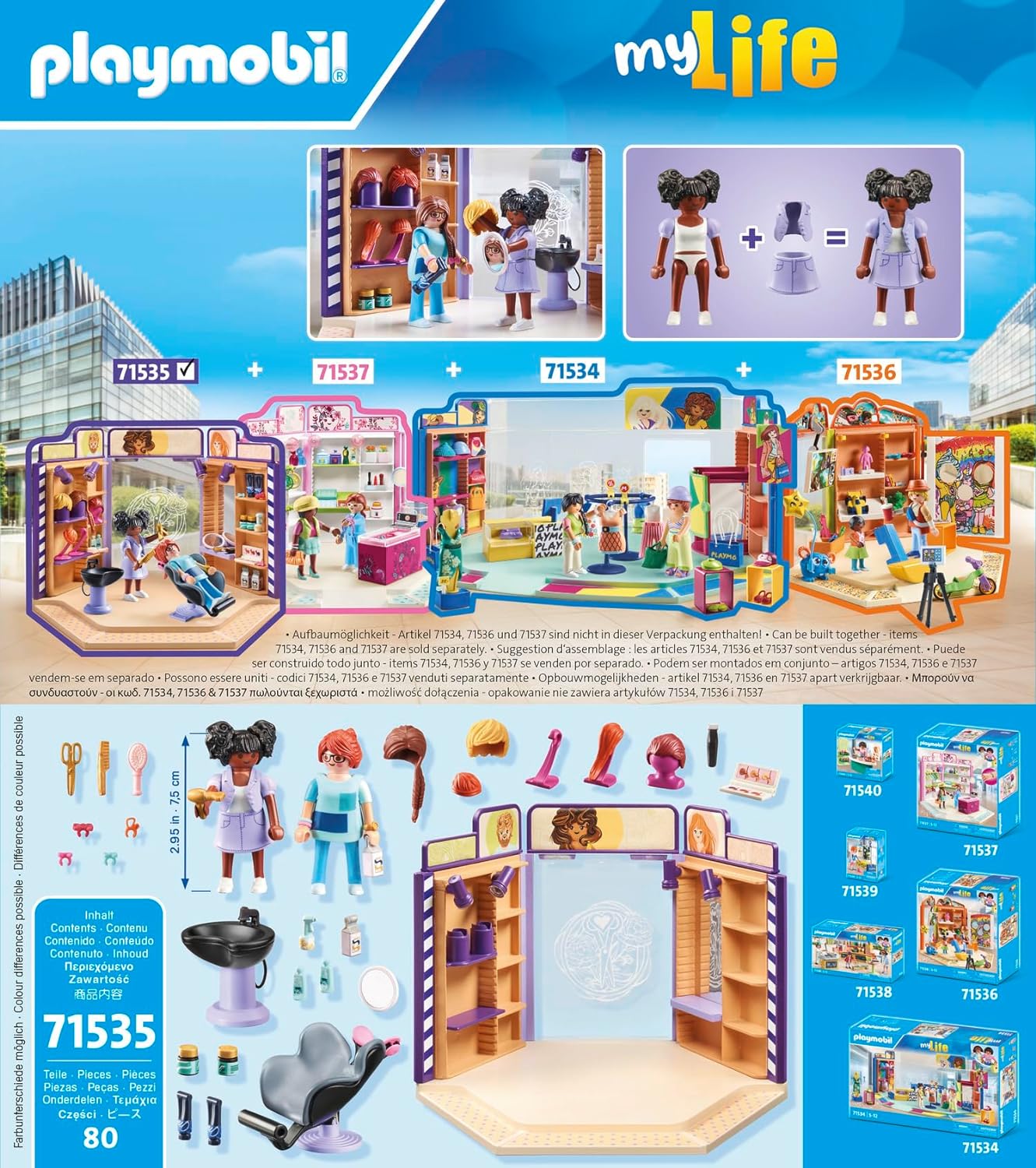 Playmobil 71535 myLife: Hair Salon, trendy hairstyles and wigs for customers, with extensive accessories for experimentation, creative play sets suitable for children ages 5+