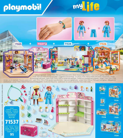 PLAYMOBIL MyLife 71537 Beauty Boutique, spannende Stilberatung für das perfekte Outfit, inklusive Ansteckern, Halsketten und mehr, kreatives Spielzeug für Kinder ab 5 Jahren