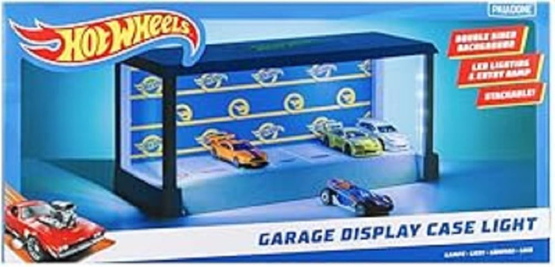 Paladone Hot Wheels Garage & Display Light – Prodotto con licenza ufficiale Mattel, custodia luminosa per 7 auto, sfondo personalizzabile, regalo per collezionisti