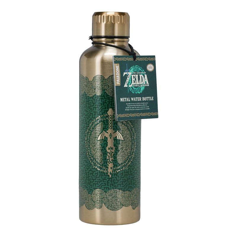 Paladone Tears of The Kingdom Official Licensed Zelda Metal Water Bottle, Gamer Fan Decor and Gift, Gaming Desk Accessory for All Ages, Collectors Drinkware