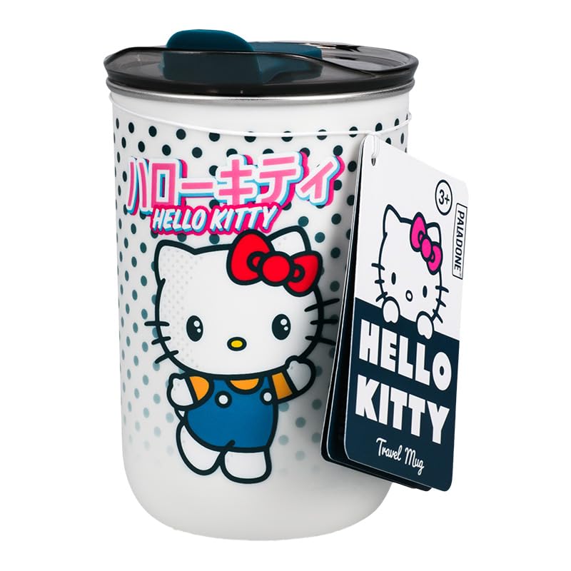 Paladone Hello Kitty Travel Mug - Officially Licensed Sanrio Coffee Cup with Lid, Insulated for Hot or Cold Drink, 350ml (11.8 fl oz