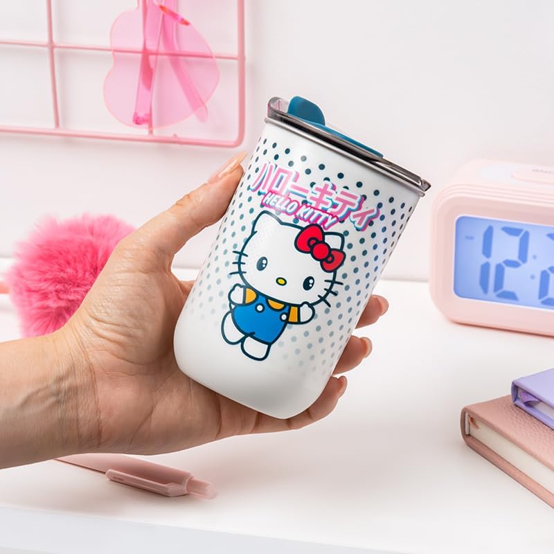 Paladone Hello Kitty Travel Mug - Officially Licensed Sanrio Coffee Cup with Lid, Insulated for Hot or Cold Drink, 350ml (11.8 fl oz