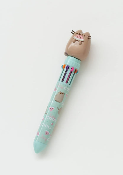 Grupo Erik Schreibwaren Set Pusheen Foodie - Kugelschreiber 10 farben - Federmäppchen Groß - Büroklammern - 4 Textmarker Pastell - Notizzettel Klebend KPGE001