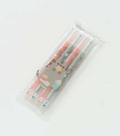 Grupo Erik Schreibwaren Set Pusheen Foodie - Kugelschreiber 10 farben - Federmäppchen Groß - Büroklammern - 4 Textmarker Pastell - Notizzettel Klebend KPGE001