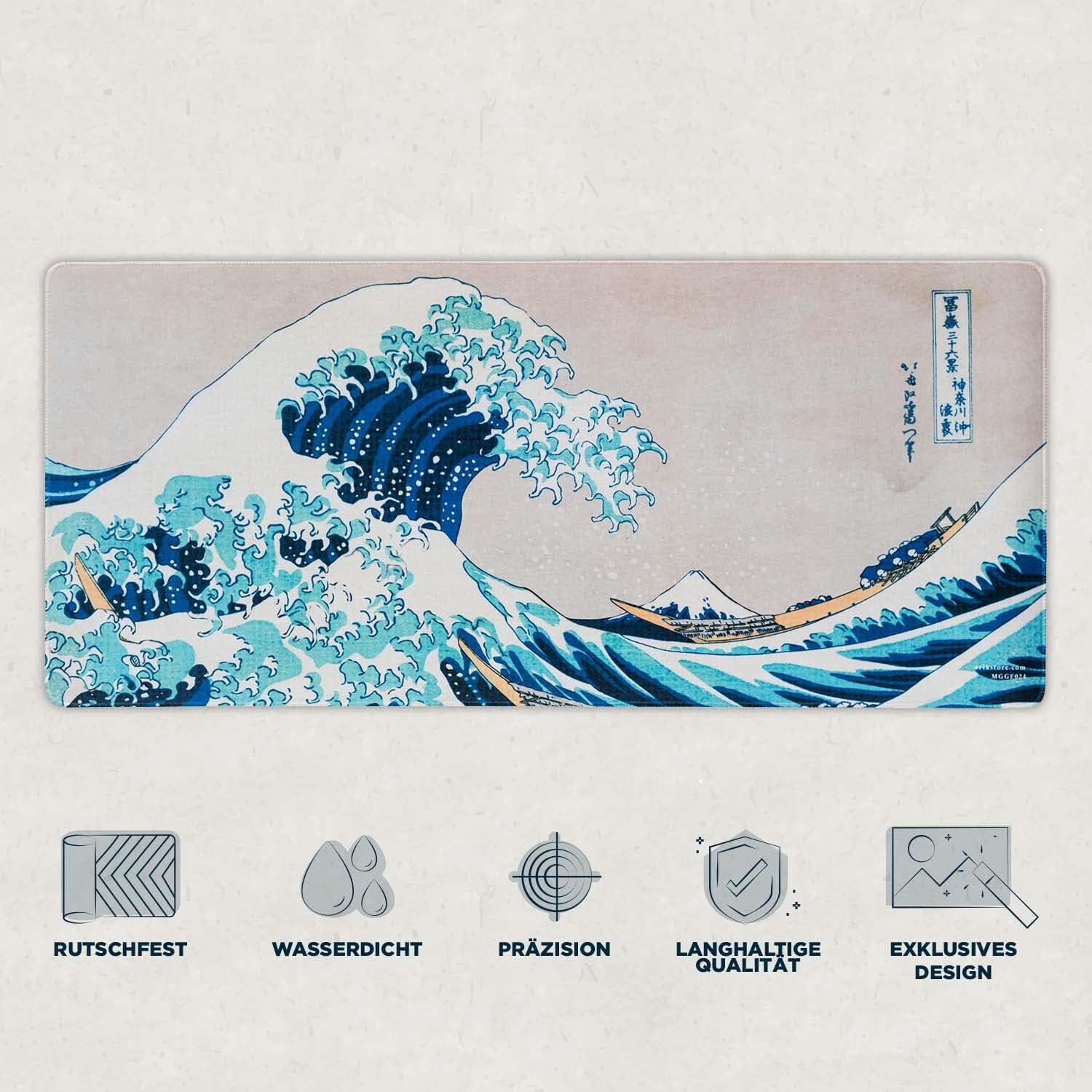 Grupo Erik Gaming Mauspad XXL Die Große Welle vor Kanagawa Gaming Mousepad XXL rutschfest und Wasserabweisend Mauspad Groß - Mouse Pad XXL Gaming Schreibtischunterlage PC Zubehör Gaming