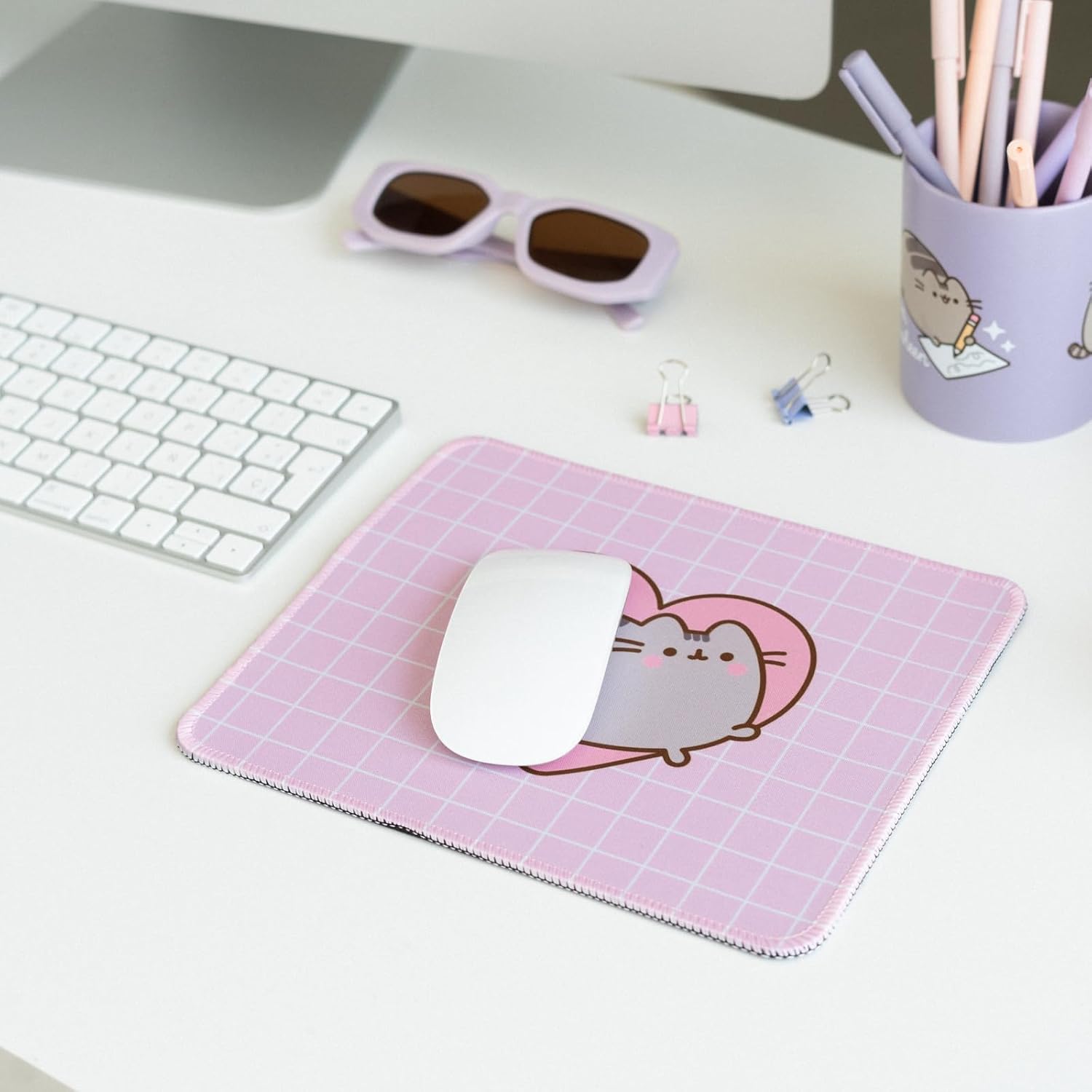 Grupo Erik Pusheen Mouse Pad | Non-Slip Rubber Base & Waterproof Gaming Mouse Pad | Pusheen Gifts | Pink Mouse Pad | Small Mouse Mat | Pusheen Merchandise