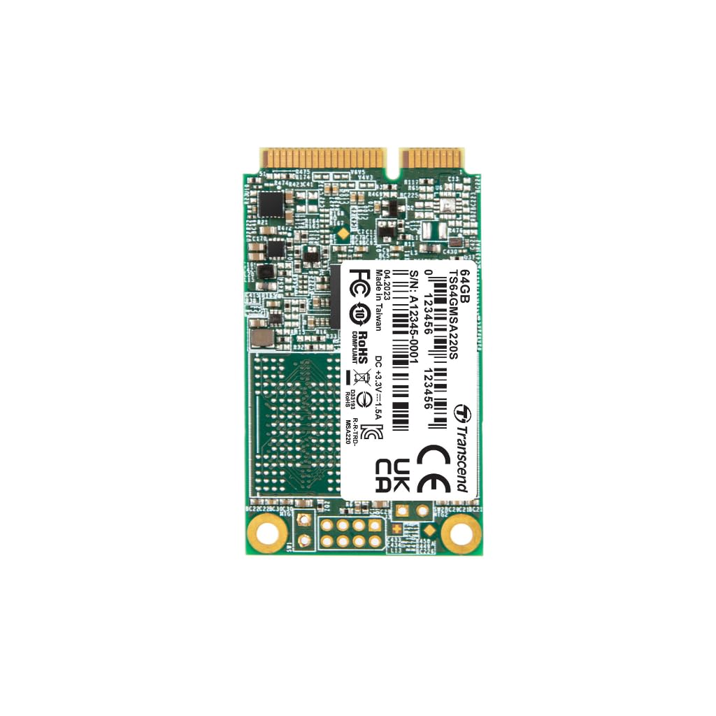 Transcend MSA220S 64GB SATA III 6Gb/sSSD, Read/Write up to 350/250 MB/s with 3D NAND Flash for Ultrabooks, Tablet PCs & Slim Servers TS64GMSA220S