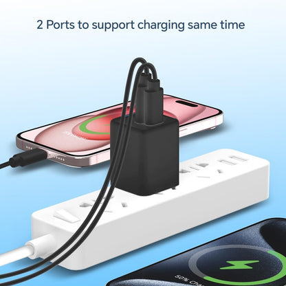Conceptronic Caricatore USB PD a 2 Porte 33 W GaN con Cavo di Ricarica 3 in 1, USB-C x 1, USB-A x 1, QC 3.0, PPS