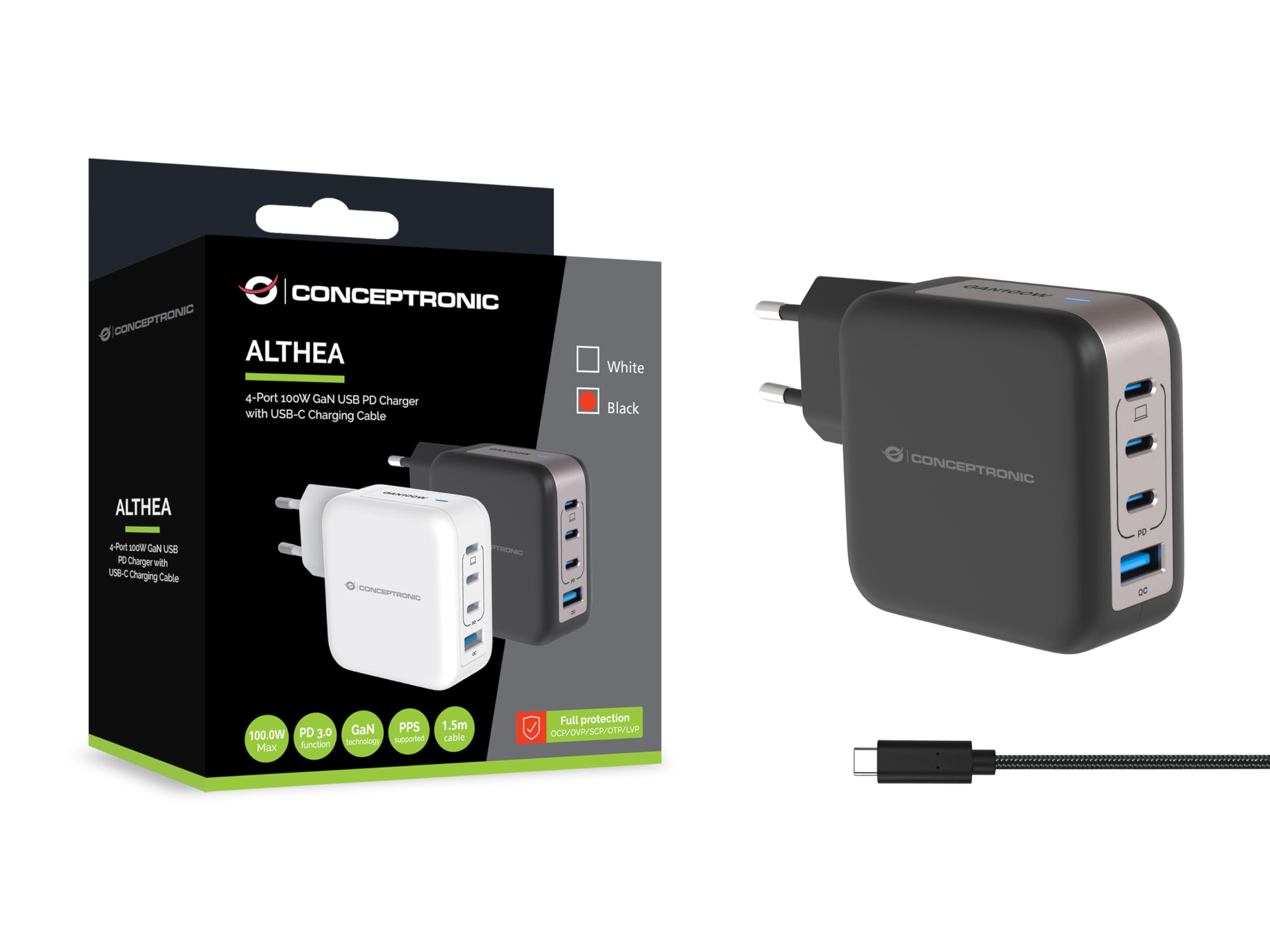 Conceptronic ALTHEA18B 4-Port 100W USB