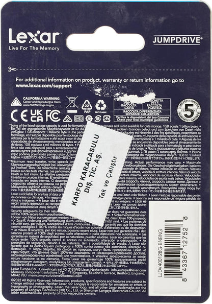 LEXAR Cle Usb 128Go Jumpdrive V400 3.0 Noire