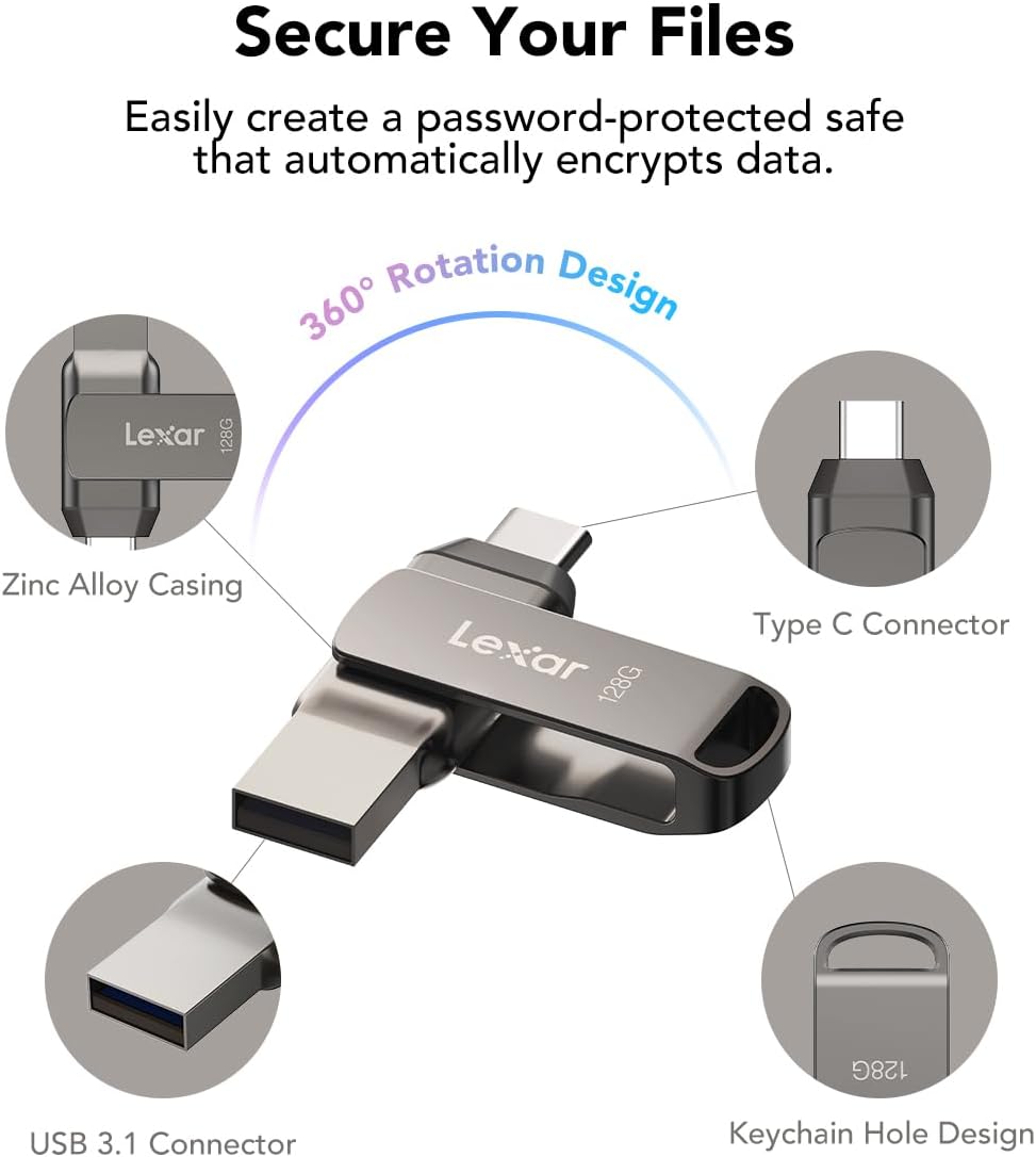 Clé USB 3.1 Lexar JumpDrive D400-64Go (Gris