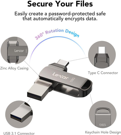 Clé USB 3.1 Lexar JumpDrive D400-64Go (Gris