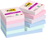 Post-it Foglietti Super Sticky, Collezione Soulful, Confezione da 12 blocchetti, 90 Fogli per blocco, 47,6 mm x 47,6 mm, Colori Rosa, Viola, Verde, Grigio, Azzurro. Per Appunti, Elenchi & Promemoria