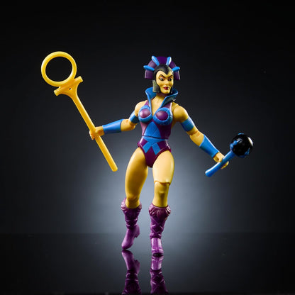 Masters of the Universe Origins Toy, Evil-Lyn Cartoon Collection Action Figure, 5.5-inch MOTU Villain, 16 Articulations, Wand & Staff & Comic, HYD35