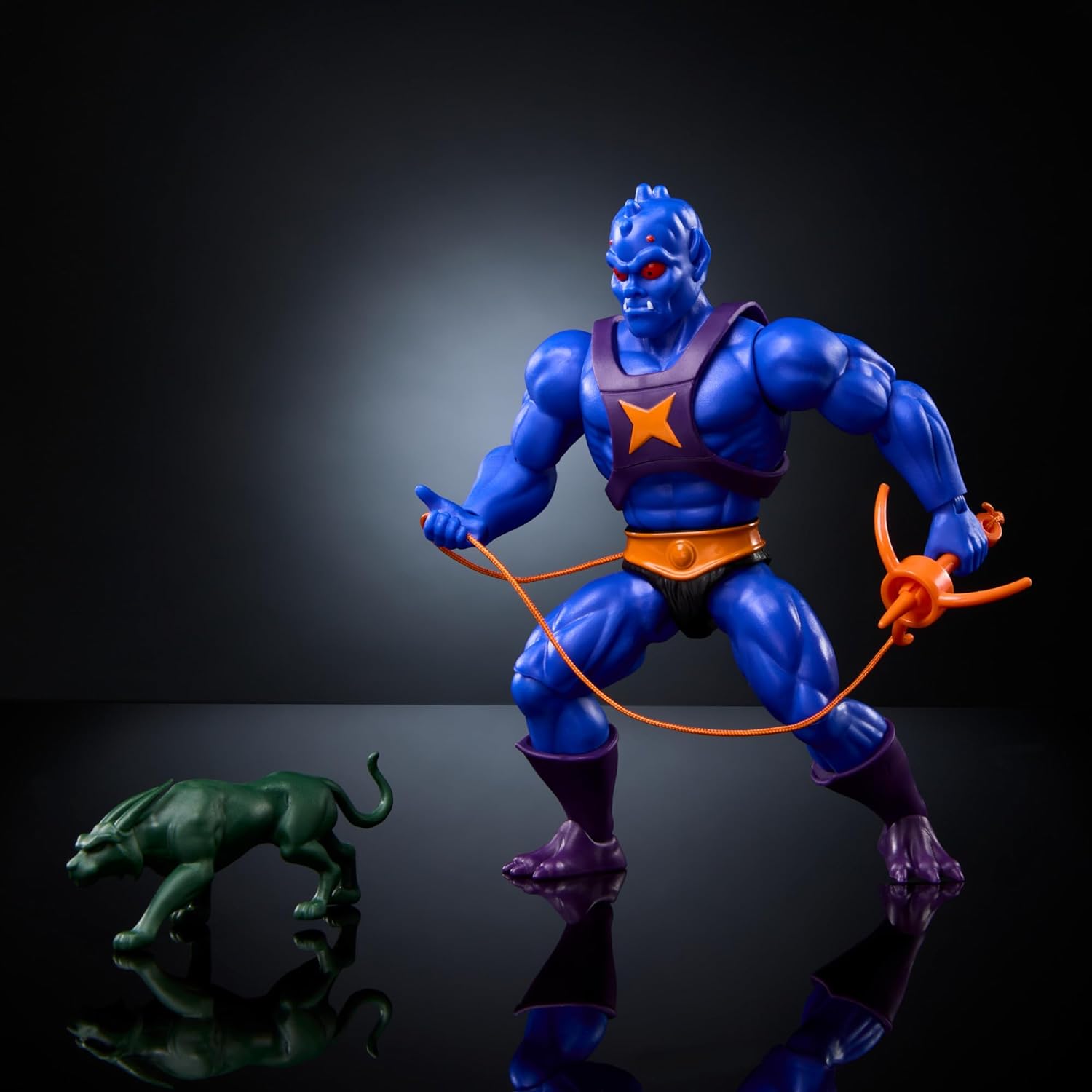 Masters of the Universe MOTU Origins Cartoon Collection Webstor, Figura de acción azul con gancho de agarre y estatua de Grimalkin, juguete regalo para niños y niñas +6 años, HYD36