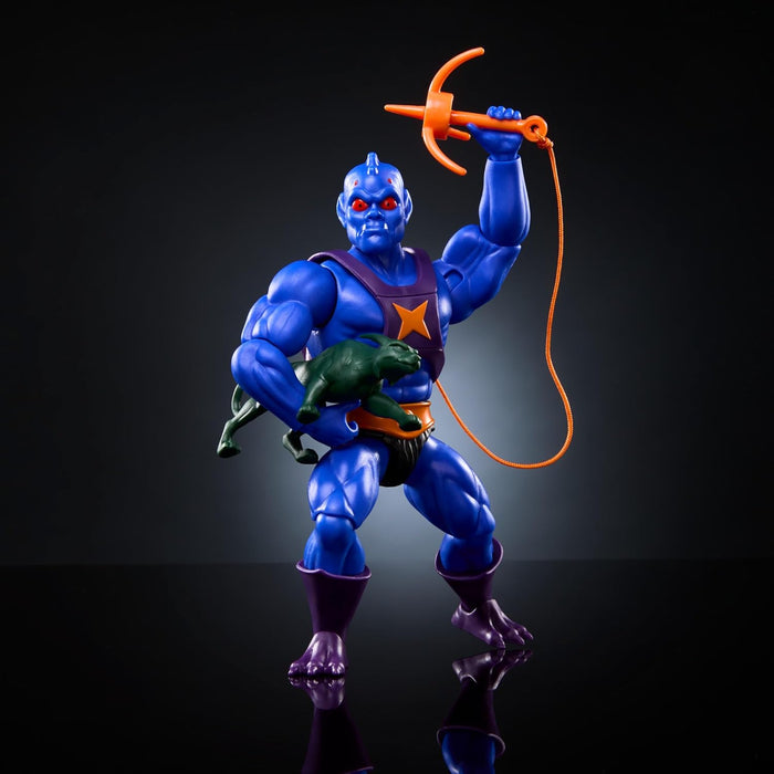 Masters of the Universe MOTU Origins Cartoon Collection Webstor, Figura de acción azul con gancho de agarre y estatua de Grimalkin, juguete regalo para niños y niñas +6 años, HYD36