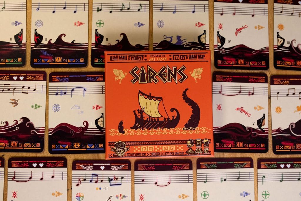 Sirens | Greek Mythology Themed Travel Size Board Game, Play Anywhere | Strategic Musical Card Drafting Game | 1-2 Players, Ages 12+ | Easy to Learn and Play for Game Night | Tiny Game Series