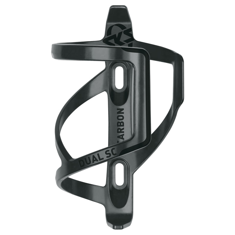 SKS GERMANY DUAL SC LH Flaschenhalter für Fahrräder (Fahrradzubehör aus recycelten Carbonfasern, seitliche Entnahme, für alle gängigen Fahrradflaschen), schwarz