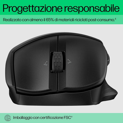 HP 480 Comfort Bluetooth Mouse | Connect up to 3 Devices | 6 Programmable Buttons | 4D Scroll Wheel | Ergonomic | 4000 DPI | Soft Side Grips | Quiet Clicks | Windows 10, 11 and macOS | Black